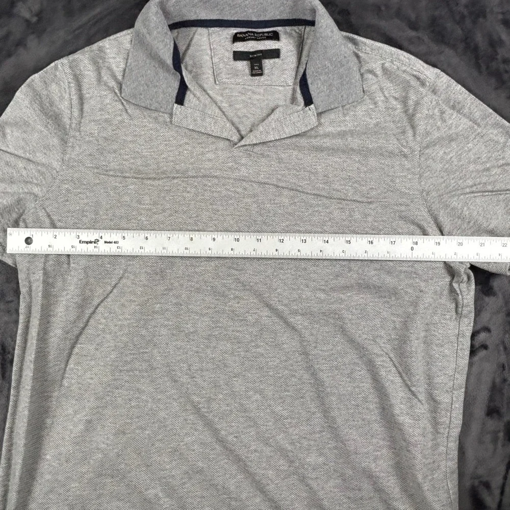 Banana Republic Polo Shirt Mens XL Tall Gray Luxury Touch Slim Fit 3819
